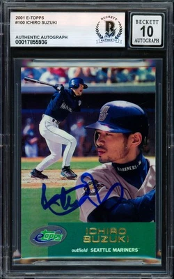 Ichiro Suzuki Signed 2001 eTopps Card 100 Mariners Auto GM 10 Beckett #17855936 - Image 1 of 2