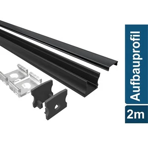 Led Alu Profil 2 m AH Set Strip / Streifen 12 mm breit | Abdeckung schwarz - Bild 1 von 6