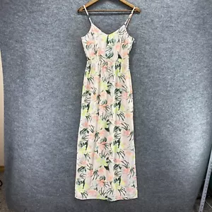 New Divided Dress Women XS Pink Floral Maxi Long Elastic Waist Sleeveless V-Neck - Picture 1 of 11
