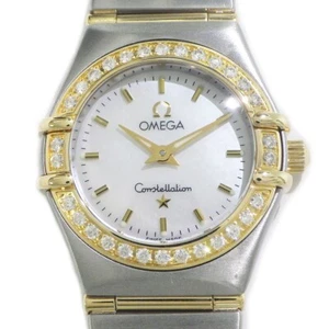 Reloj OMEGA Constellation Mini 1267.70.00 Bisel Diamante Carcasa Blanca 750YG SS Qz - Imagen 1 de 10
