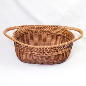 Vintage Wicker 2 Handles Gathering Basket Egg Harvest Farmhouse Kitchen 13" - Picture 1 of 8