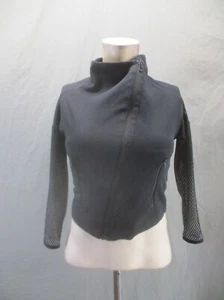 Adidas Size S(7-8) Girl Cotton Mesh Sleeves Asymmetric Zip Crop Track Jacket 692 - Picture 1 of 9