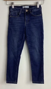 Zara Kids Denim Jeans Girls Size 7 Years Skinny Leg Blue Adjustable Waist - Picture 1 of 5