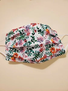 Adult Face Mask, Watercolor Floral, Pretty Flowers Print Fabric, Handmade - Picture 1 of 2