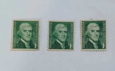~3 UNHINGED 1 Cent THOMAS JEFFERSON 1968 US Stamps #1299~Original Gum~GREAT~ - Image 1 of 4