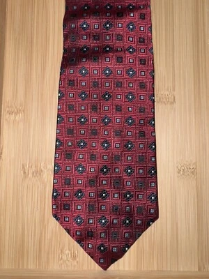 Roundtree & Yorke Red Multicolor Geometric Silk Tie - 58L 4.0W - Image 1 of 2