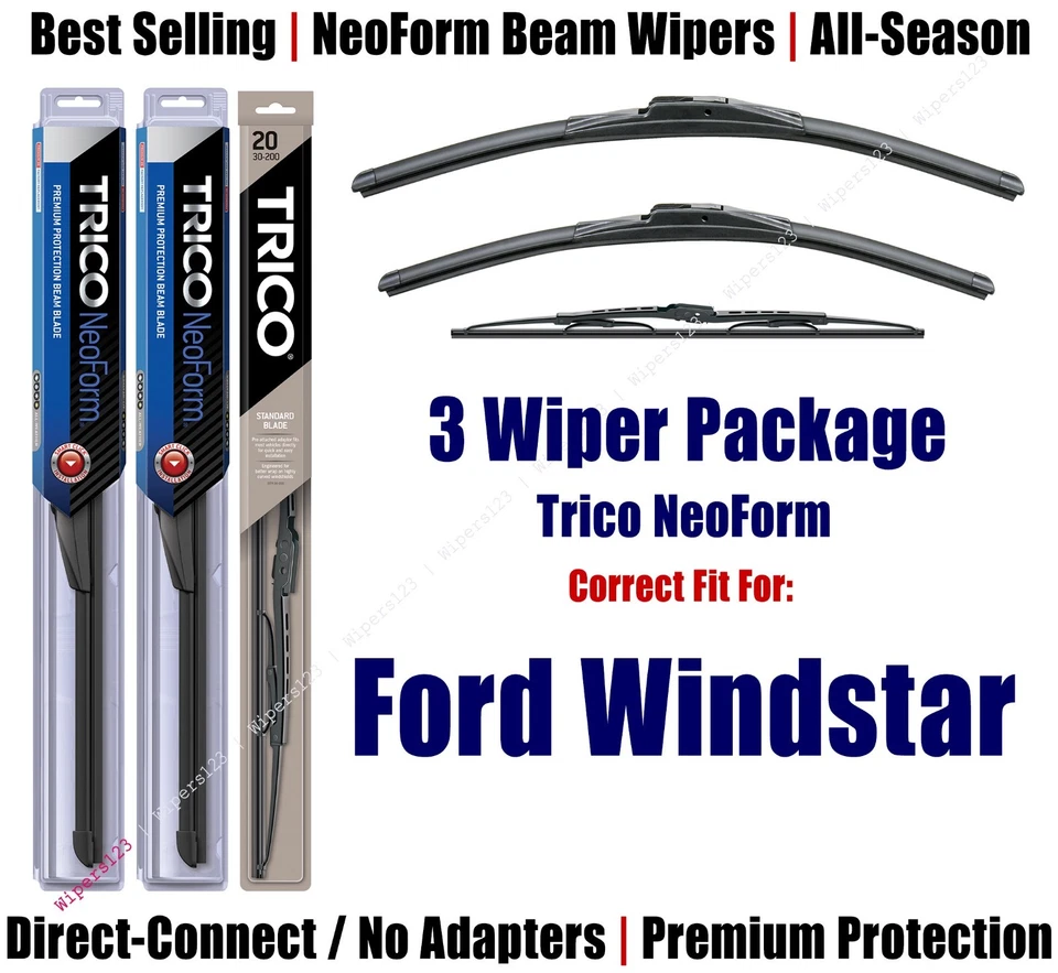 Limpiaparabrisas delantero y trasero NeoForm 3pk - apto para Ford Windstar 1996-2003 - 16240/200/30160 Foto 1 de 1