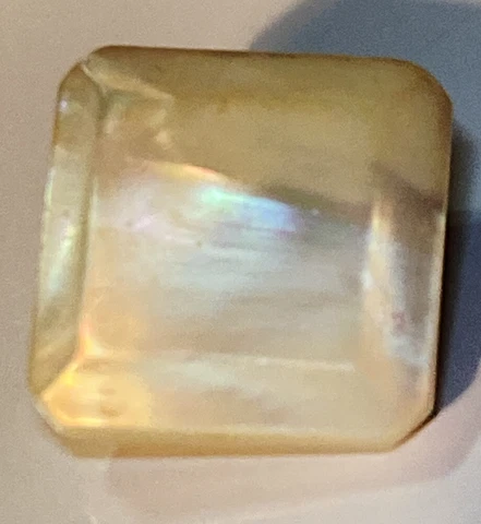 Antique White Pearl Button Square Raised Center Metal Shank 1/2" Cover