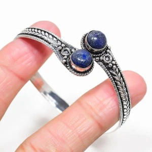 Lapis lazuli Gemstone Handmade 925 Sterling Silver Jewelry Bangle Sz 7-8 - Picture 1 of 1