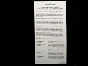 UNPACKING & CARE INSTRUCTION - DANBURY MINT 1953 BUICK ESTATE WAGON - Picture 1 of 1