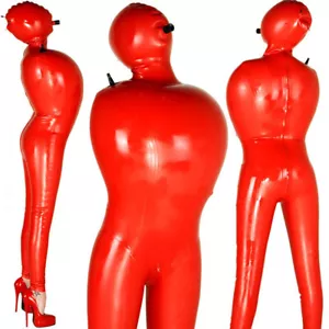 Latex Uniform Gummi Catsuit Cosplay Party Body Anzug Maske rot S-XXL 0,4mm - Bild 1 von 4