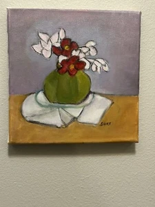 floral painting, flower still life, original oil painting, painting on canvas - Picture 1 of 11