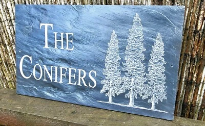 Slate House Sign 40cm x 20cm Large Plaque Personalised Laser Engraved & Fixings - Image 1 of 4