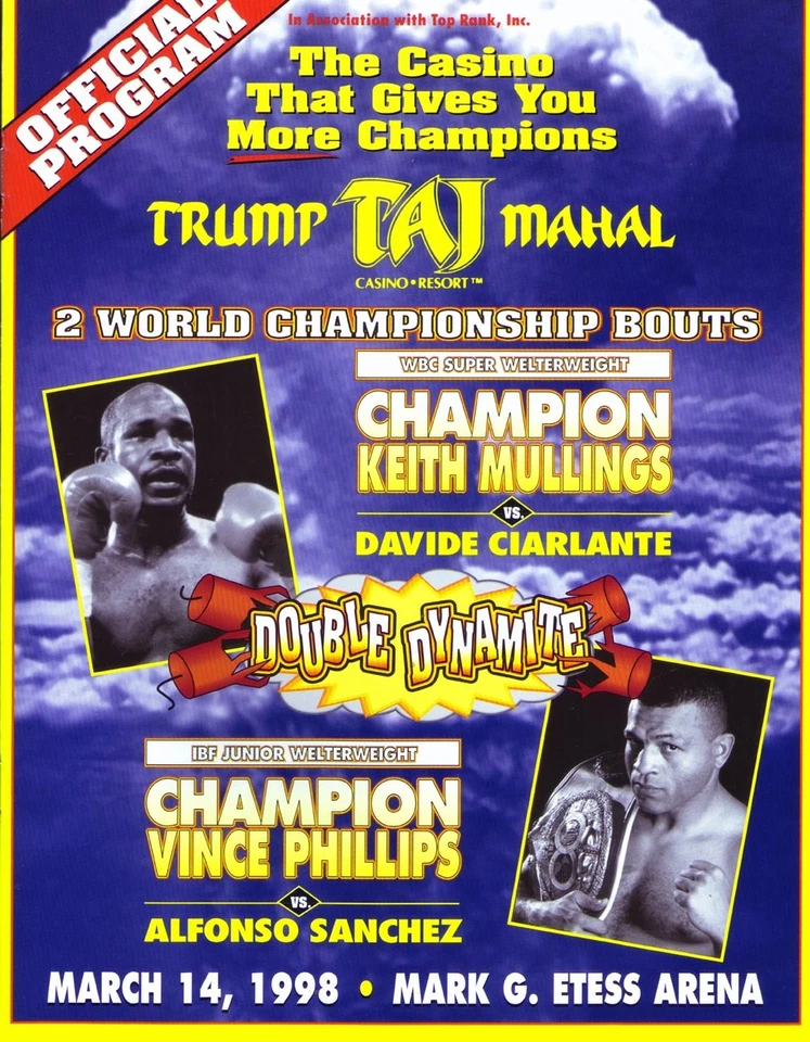Keith Mullings vs. Davide Ciarlante 1998 Boxing Program - Image 1 of 1