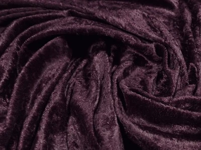 Panné Velour Velvet Crushed Dress Fabric, Per Metre - Plain - Plum - Image 1 of 3