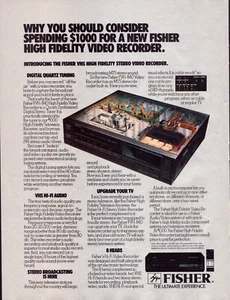 Vintage 1985 Printwerbung für Fisher Videorecorder - Bild 1 von 1