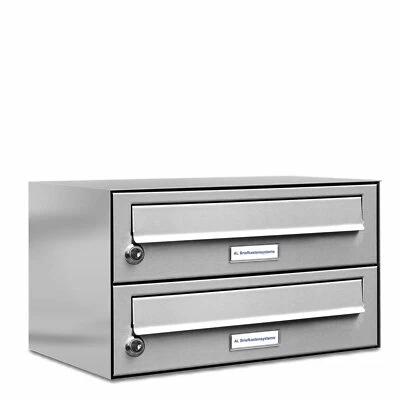 2er Premium Edelstahl Briefkasten Anlage für Außen Wand Design Postkasten 1x2 L - Bild 1 von 4