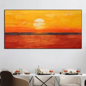 Sunset Abstract Canvas Painting Canvas Wall Art Picture Home Decor Prints Poster - Picture 1 of 8