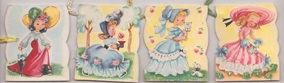 Bridge Tally Cards - Set of 4 - Vintage - Children: Girls - Image 1 of 2