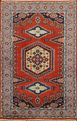Durable and stylish hand-knotted Viss Tribal Style Geometric Wool Rug 3x5 ft - Image 1 of 4