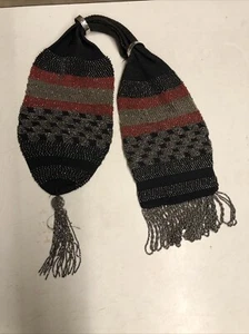 FABULOSO Bolso de Mano Antiguo Victoriano con Cuentas Doble Fleco Cuentas B2 - Imagen 1 de 9