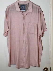 Essex Crossing Mens Montauk Linen Short Sleeve Shirt XL Pink Button Up Coastal - Picture 1 of 14
