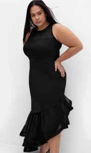 City Chic Ladies Antoinette Ruffle Maxi Dress size 14 XS Colour Black - Picture 1 of 5