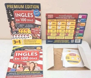 Ingles en 100 Dias-1 Libro-6 DVDs-3 CDs-Internet-English Course - Picture 1 of 3