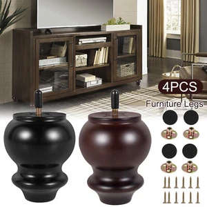 4Pcs Wood Furniture Legs Cabinet Sofa Kitchen Bed Couch Leg Feet 10cm Cabinet Lw - Picture 1 of 18