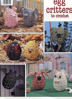 13 Egg Critter Owl Bunny Chick Mouse Koala Pig Bat Cat Elephant Crochet Pattern - Image 1 of 3