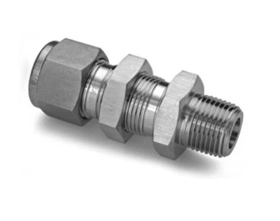 (10 Lot) 3/8" Tube OD x 1/4" MNPT 316ss Bulkhead Fitting SSP Duolok ISSD6BMC4 - Image 1 of 4