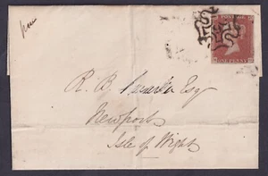1841 1d Red MG Fine London No. 9 in Maltese Cross to Newport IoW FU Cat. £550 - Picture 1 of 2