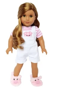 Doll Clothes 18" Jean Overalls White Top Pink White My Brittany's Fits AG Dolls - Picture 1 of 4