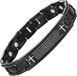 8.5-inch Cross Bracelet with Lord's Prayer - Perfect Christian Gift for Men - Picture 1 of 9