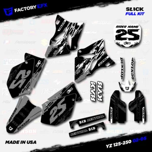 Gray & White Slick Graphic Kit fits Yamaha Yz125 Yz250 02-05 Plates YZ 125 250 - Picture 1 of 5