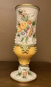 Vtg 1930’s Italian Porcelain Goblet Or Vase Girlletti Deruta Signed 9” Tall - Picture 1 of 10