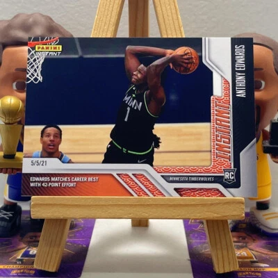 15 of 25 Anthony Edwards Rookie Card 2020-21 Panini Instant Basketball RC 169 - Image 1 of 4