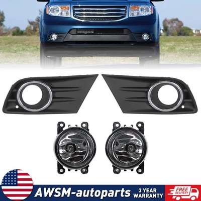 For 2012-2014 2015 Honda Pilot Front Left Right Fog Light Lamp With Cover Foto 1 de 4