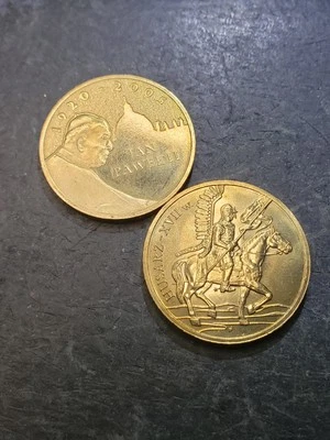 2 POLAND COMMEMORATIVE 2 ZLOTYS COINS 2005 2009   - Image 1 of 2