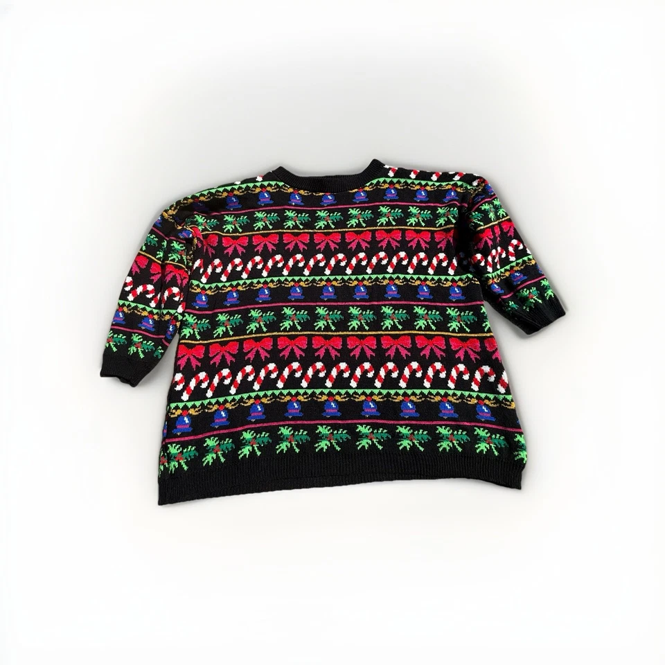 Коренастый вязаный рождественский свитер 90-х винтажный женщин плюс размер 4 X Venezia уродливый - Изображение 1 из 4