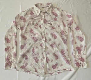 Wrangler Pearl Snap Western Hemd Größe Large Rosa Paisley LW5141 Damen - Bild 1 von 15