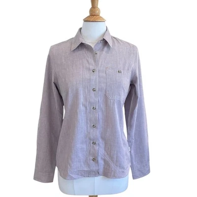 Camisa con botones Orvis para mujer lavanda manga larga, aire libre, senderismo, S Foto 1 de 4