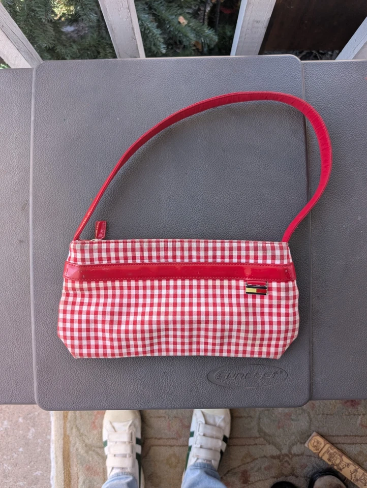 Vintage 90s Y2K Tommy Hilfiger Purse Shoulder Bag Gingham RED Check - Image 1 of 4