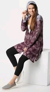 LOGO Lori Goldstein Suéter Estampado Púrpura Ahumado Plumero Tejido con Capucha XL Gris/P - Imagen 1 de 8