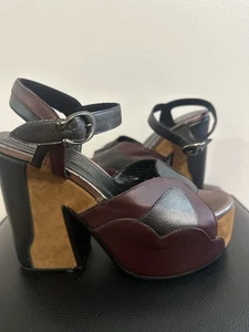 Coach Platform Sandal Mxm - 70s Style - Mahogany Biscotti Black Color Block-SZ-6 - Picture 1 of 10
