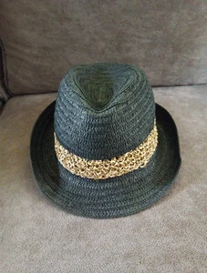 Lid's Herren Gewebt 100% Papier Stroh Geflochten Bast Fedora Hut XL Schwarz Retro - Bild 1 von 8