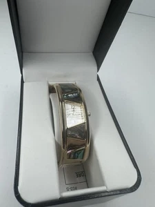 VINTAGE LADIES WATCH & BRACELET Gold And Blue-ish Tone VIVANI Quartz NEW box - Picture 1 of 9