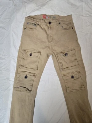 Demolition Cargo Punk Khaki Moto Pant Slim Front Pockets Utility tech Men 36 Y2k - Image 1 of 4