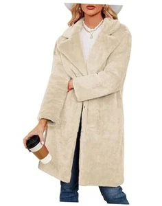 Women's Faux Fur Coat Fuzzy Warm Winter Long Fur Jackets Cardigan Outerwear - Picture 1 of 7