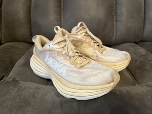 Hoka One One Bondi 8 Womens Size 8.5 Running Shoes Sneakers Shifting Sand - Picture 1 of 15